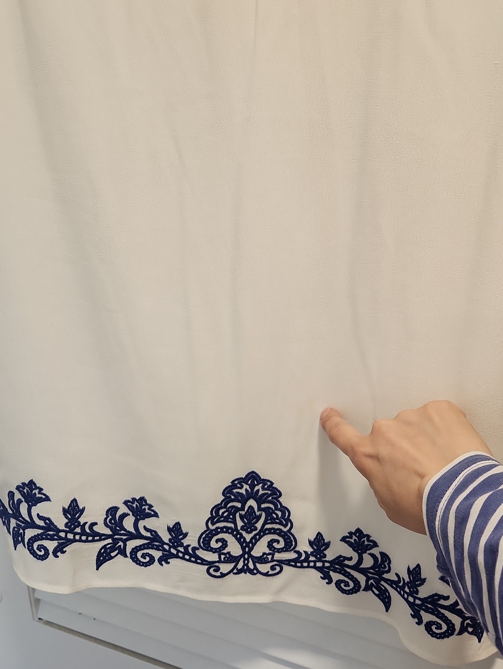 Lulus Tale To Tell Blue & Ivory Embroidered Shift Dress Size M - Picture 7 of 8